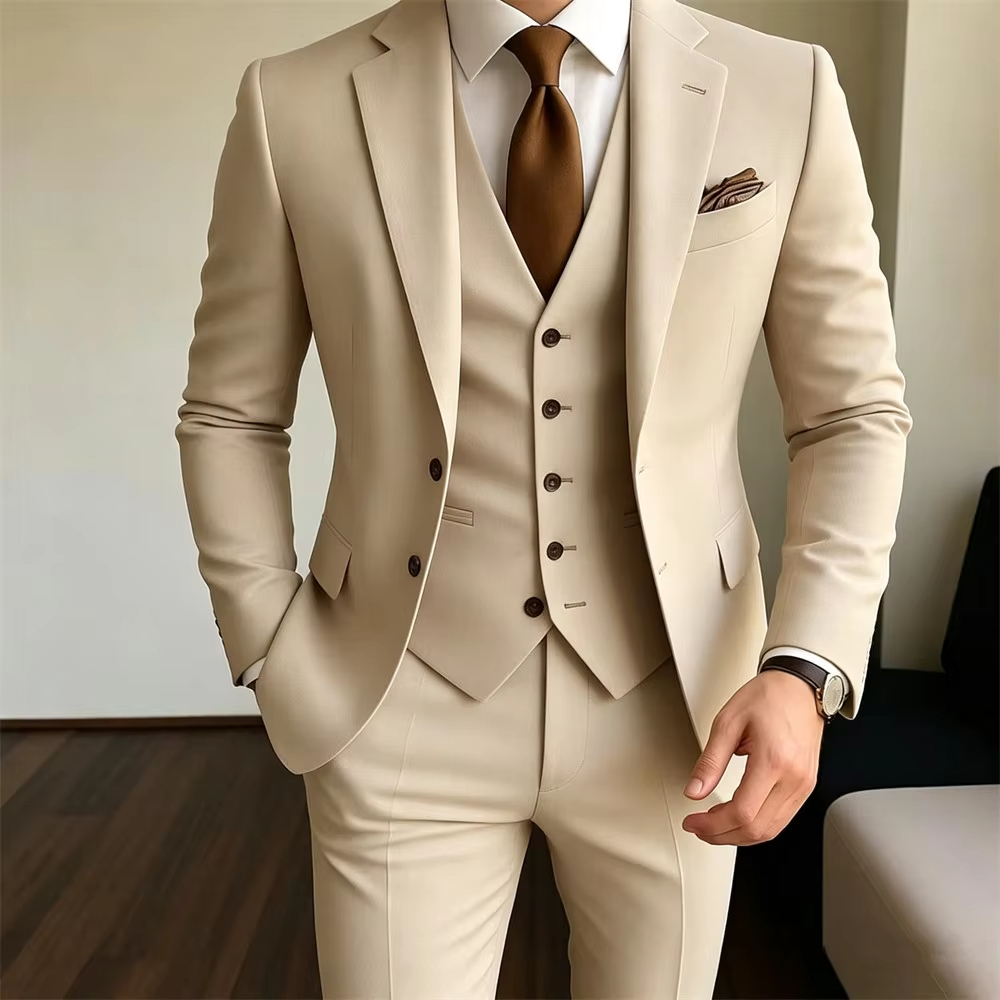 Khaki Men's Suits 3 Pieces Jac - Khaki Formal Wear Men review and price