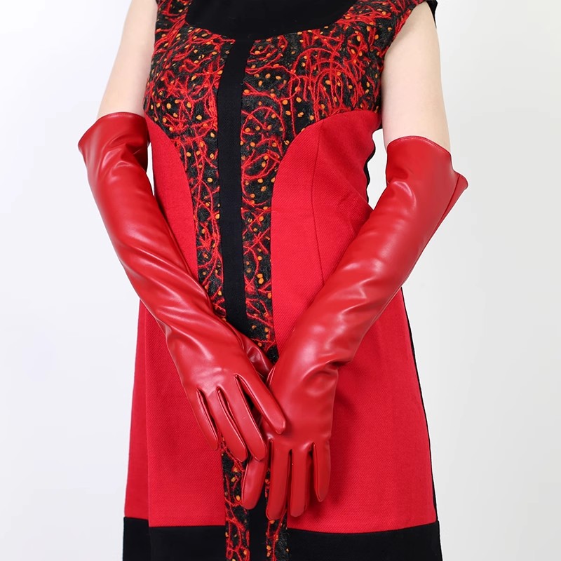 Women's Runway Fashion Red PU  - Formal Glove Leather review and price