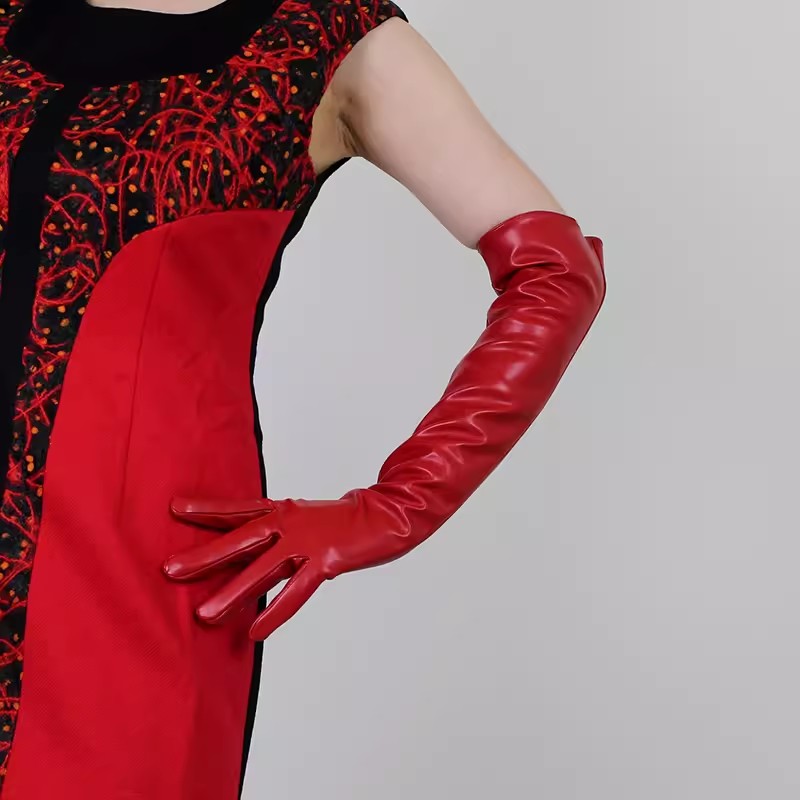 Women's Runway Fashion Red PU  - Formal Glove Leather review and price