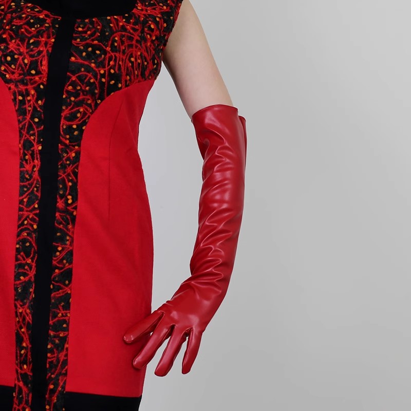 Women's Runway Fashion Red PU  - Formal Glove Leather review and price