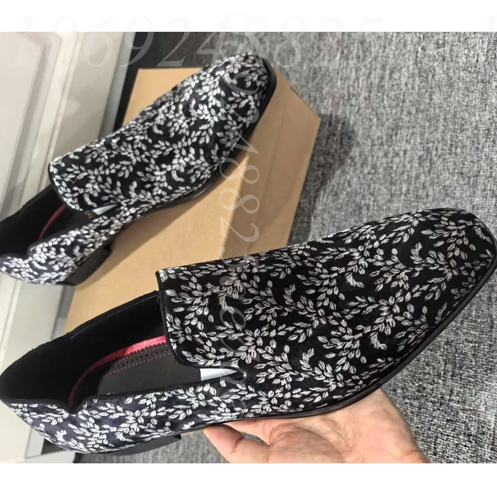 Men's Black Floral Slip-On Loa - Formal Upper Wear Men review and price