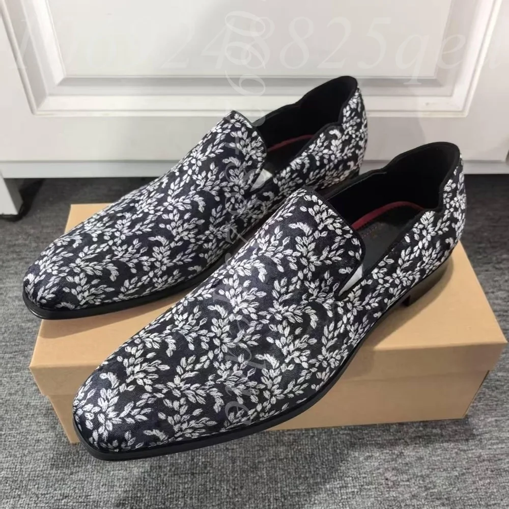 Men's Black Floral Slip-On Loa - Formal Upper Wear Men review and price